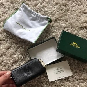 LONGCHAMP black calfskin Keys holder